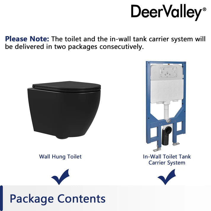 DeerValley LIBERTY Wall-Hung Elongated Toilet, 1.1/1.6GPF Siphon Flushing with Multiple Colors DV-1F0070