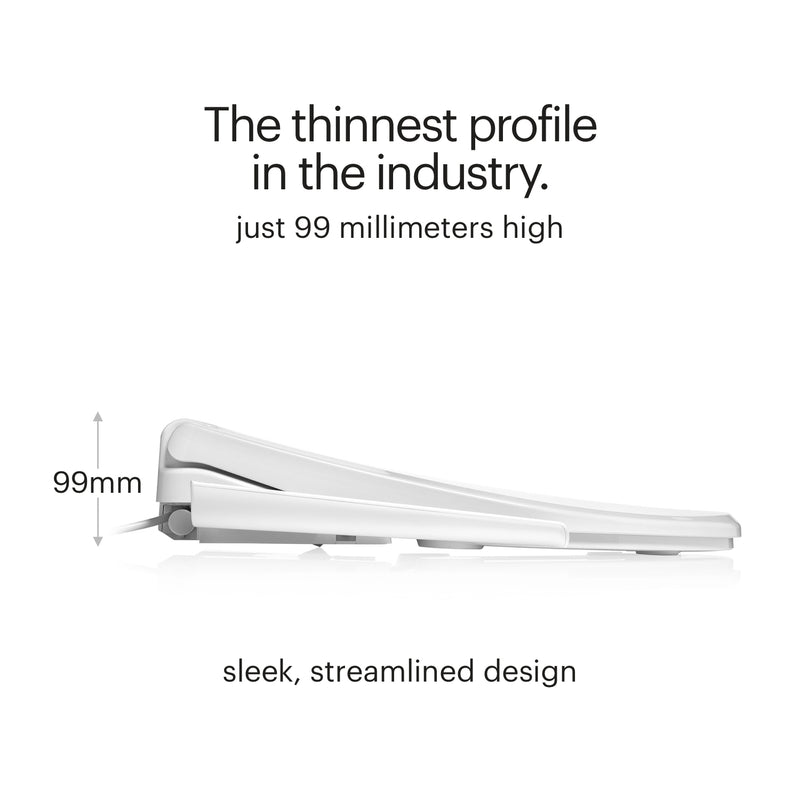 Brondell Swash Thinline T22 Luxury Bidet Toilet Seat with Side Arm Control, Elongated White T22-EW