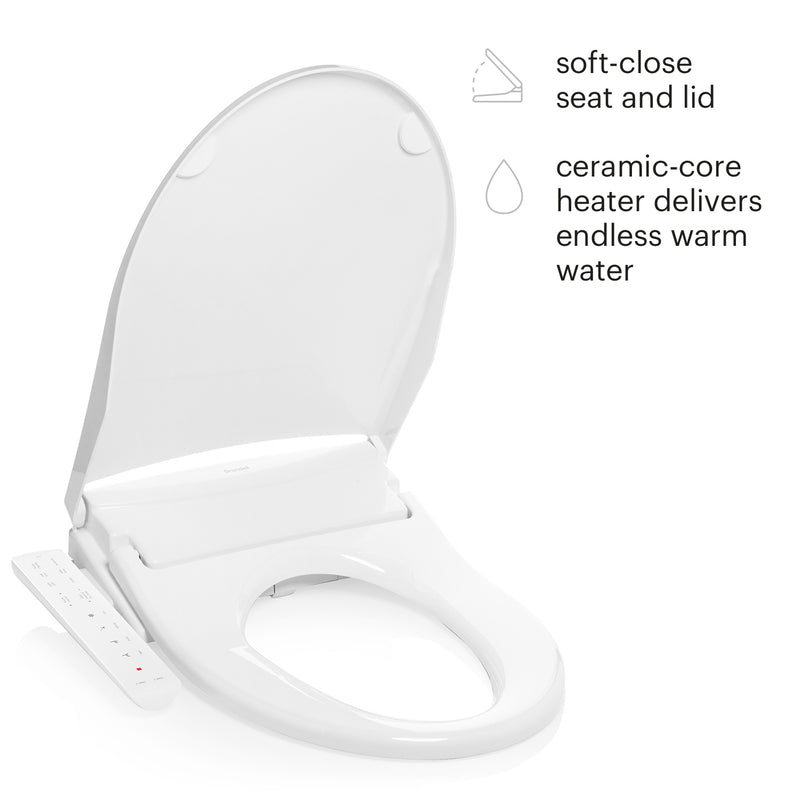 Brondell Swash Thinline T22 Luxury Bidet Toilet Seat with Side Arm Control, Elongated White T22-EW