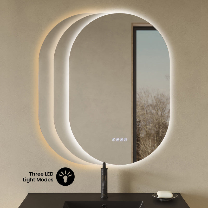 Swiss Madison Aura 24 in. x 36 in. Pill Shaped LED Anti-Fog Smart Mirror with Bluetooth SM-VM9601CH