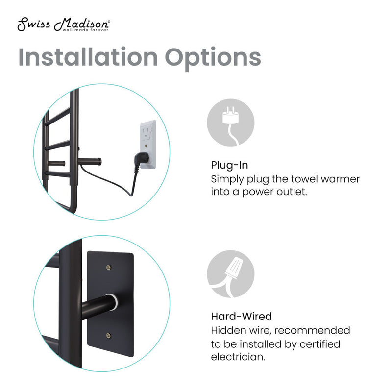 Swiss Madison Ivy 8-Bar Electric Towel Warmer in Matte Black