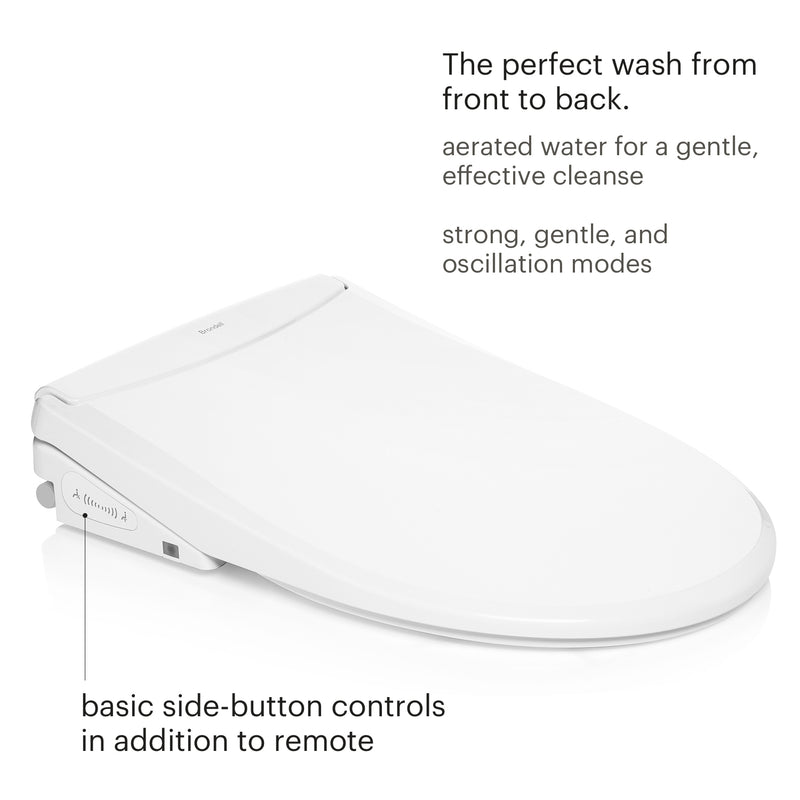 Brondell Swash Thinline T44 Luxury Bidet Toilet Seat with Remote Control, Elongated White T44-EW