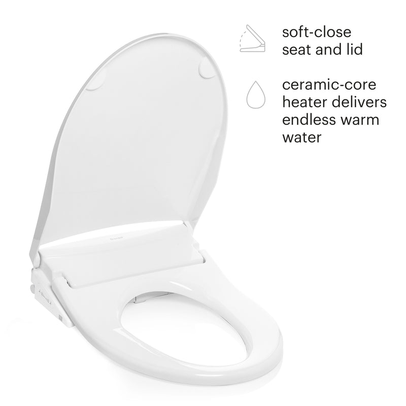 Brondell Swash Thinline T44 Luxury Bidet Toilet Seat with Remote Control, Elongated White T44-EW