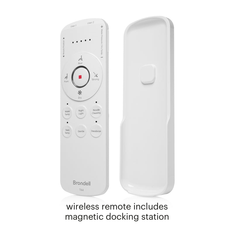 Brondell Swash Thinline T44 Luxury Bidet Toilet Seat with Remote Control, Elongated White T44-EW