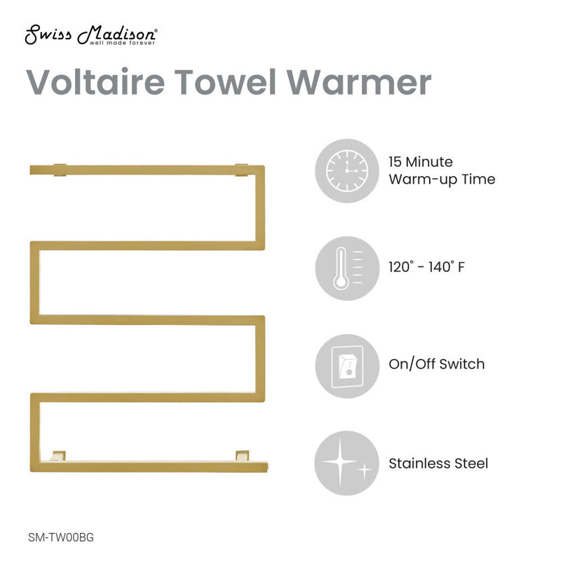 Swiss Madison Voltaire 5-Bar Electric Towel Warmer in Brushed Gold