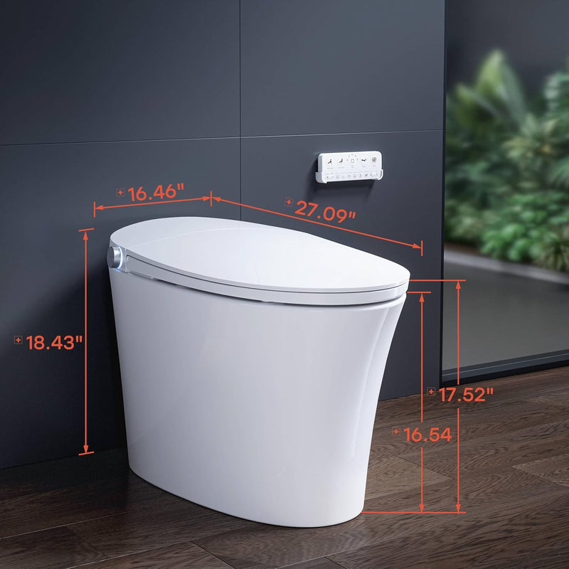 HOROW T33 Bidet 12 inch Rough ADA compliant One Piece Toilet with Ultra-Powerful Flush, Heated Toilet Seat, Warm Dryer, Night Light, Deodorization