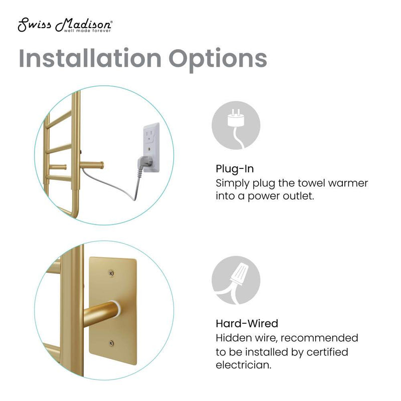Swiss Madison Ivy 8-Bar Electric Towel Warmer in Brushed Gold