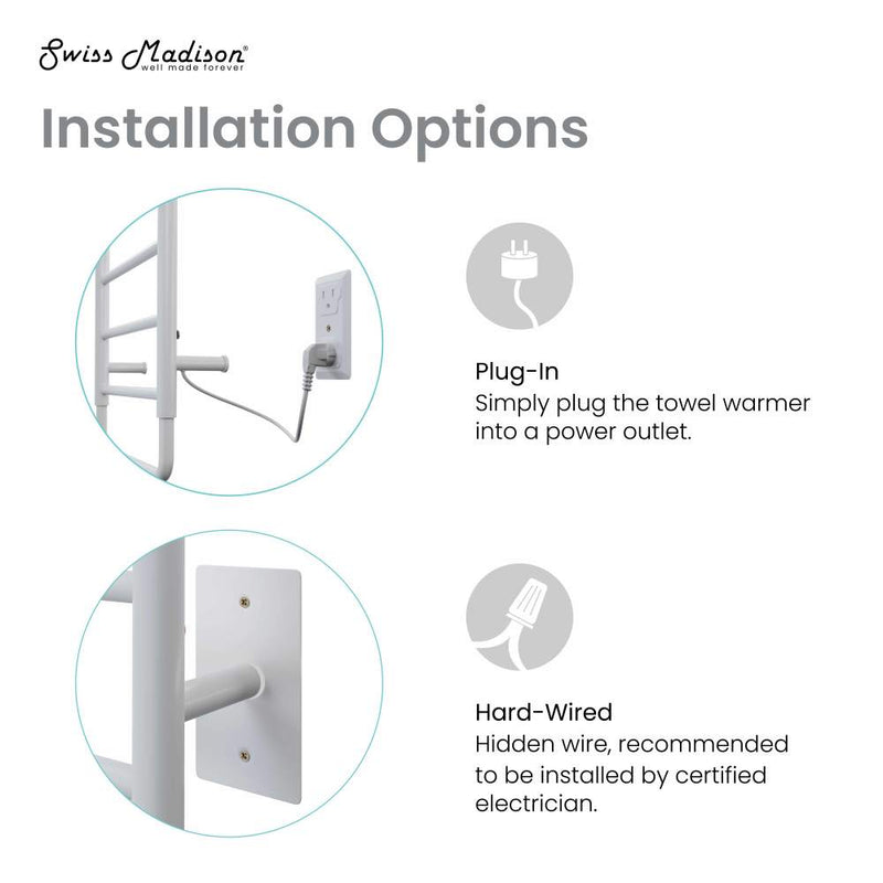 Swiss Madison Ivy 8-Bar Electric Towel Warmer in Matte White