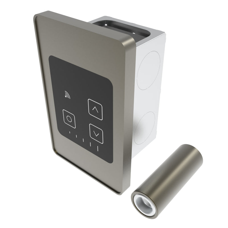 Amba Remote Touch Digital Heat Controller in Brushed Bronze, a dark bronze finish, side view