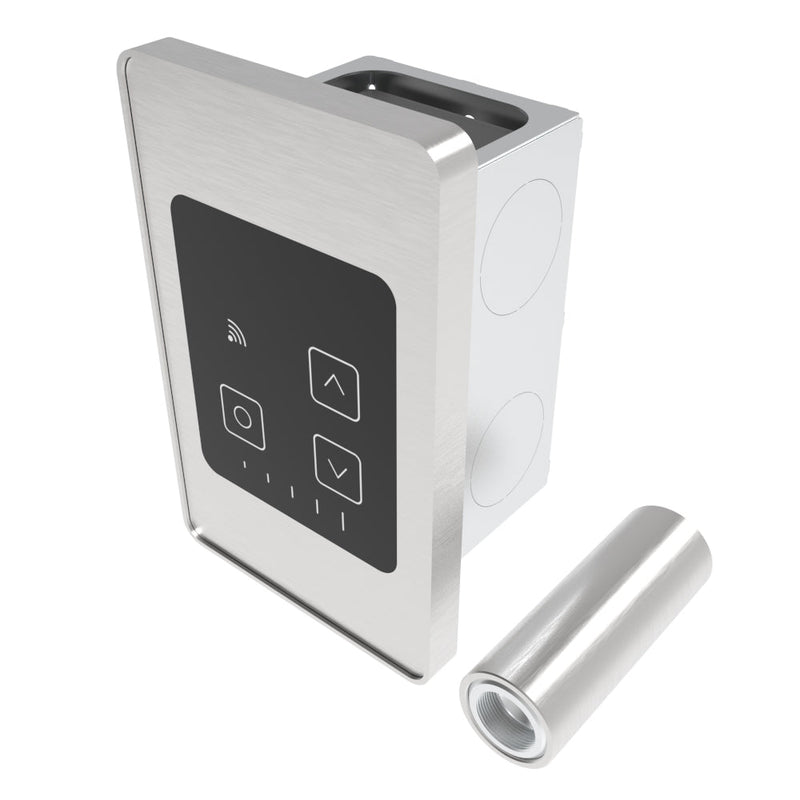 Amba Remote Touch Digital Heat Controller in Brushed, side view