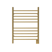 Amba Radiant Straight 10 Bar Towel Warmer in Satin Brass, front view