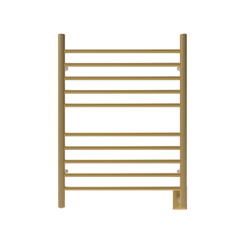 Amba Radiant Straight 10 Bar Towel Warmer in Satin Brass, front view