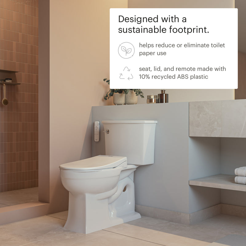 Brondell Swash Eco Thinline T66 Luxury Bidet Toilet Seat with Remote Control, Elongated, White T66-EW