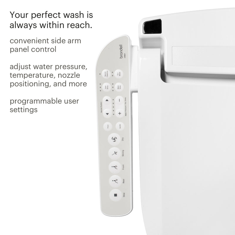Brondell Swash Select DR801 Sidearm Bidet Seat with Warm Air Dryer and Deodorizer DR801