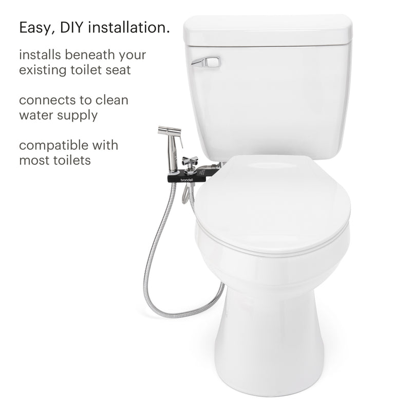 Brondell CleanSpa Luxury Hand-Held Bidet Sprayer and Holster with Integrated Shut Off, MBH-40 (Black, White, Stainless Steel)