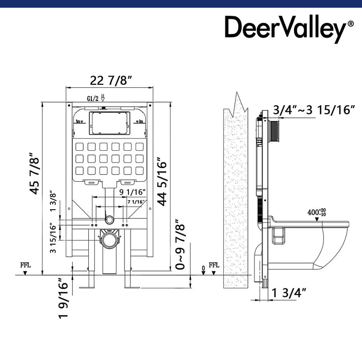 DeerValley Concealed In-Wall Toilet Tank, Fit with DV-1F0069/DV-1F0070 DV-1C0087