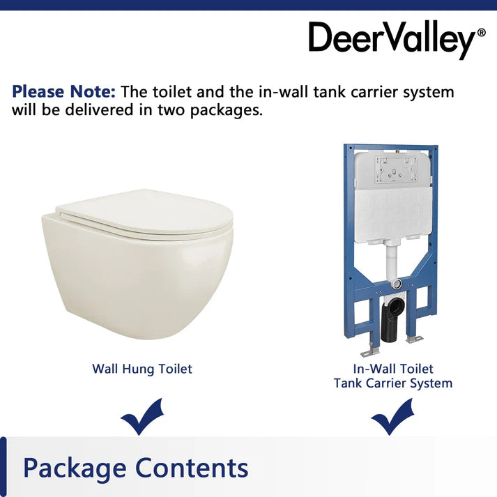 DeerValley LIBERTY Wall-Hung Elongated Toilet, 1.1/1.6GPF Siphon Flushing with Multiple Colors DV-1F0070
