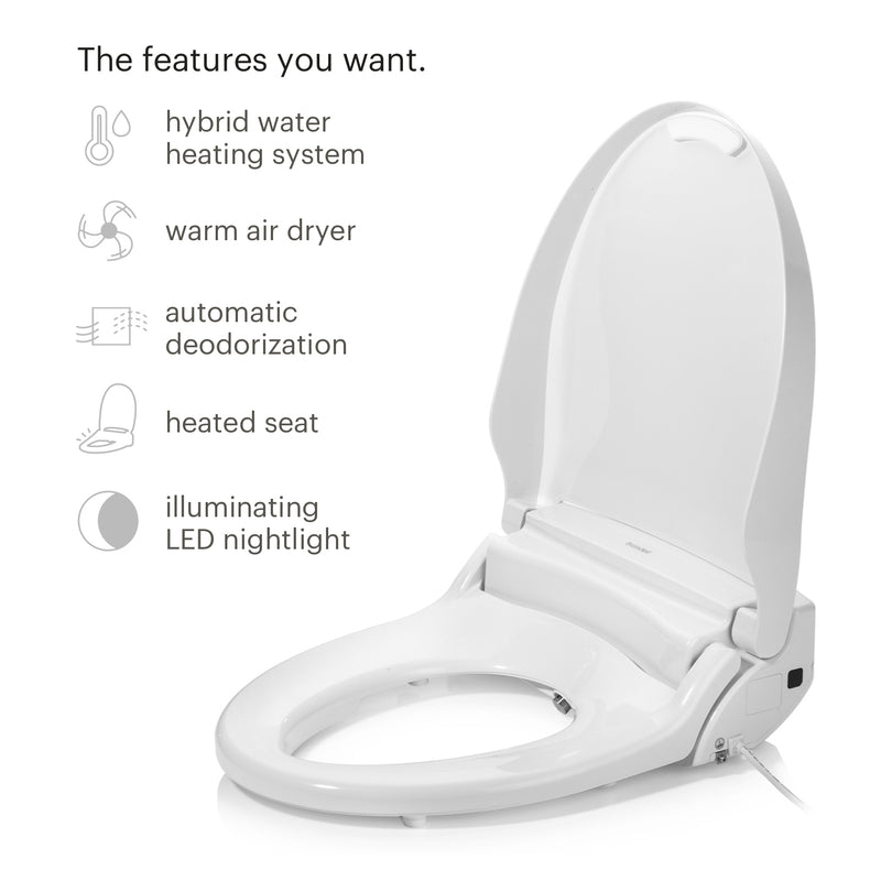 Brondell Swash Select DR802 Bidet Seat with Warm Air Dryer and Deodorizer DR802