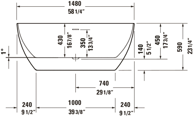 Duravit No. 1 Bathtub Dimensions Drawing
