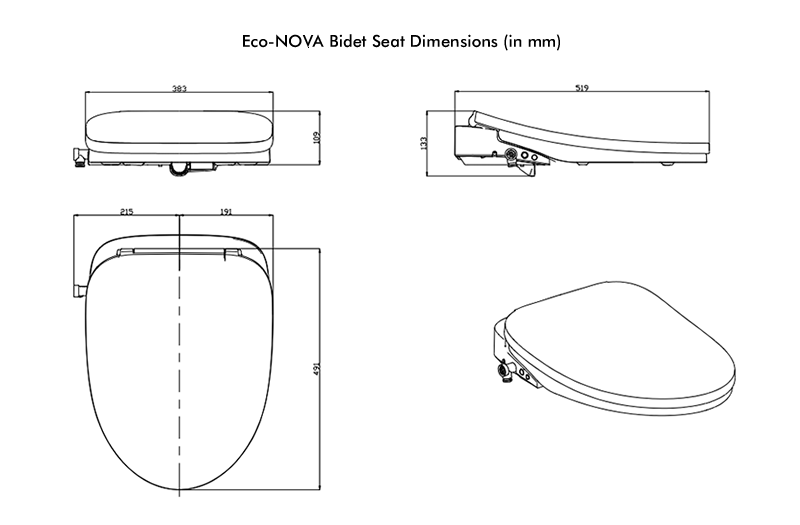 Nova Eco NOVA Elongated Bidet Seat Eco-NOVA