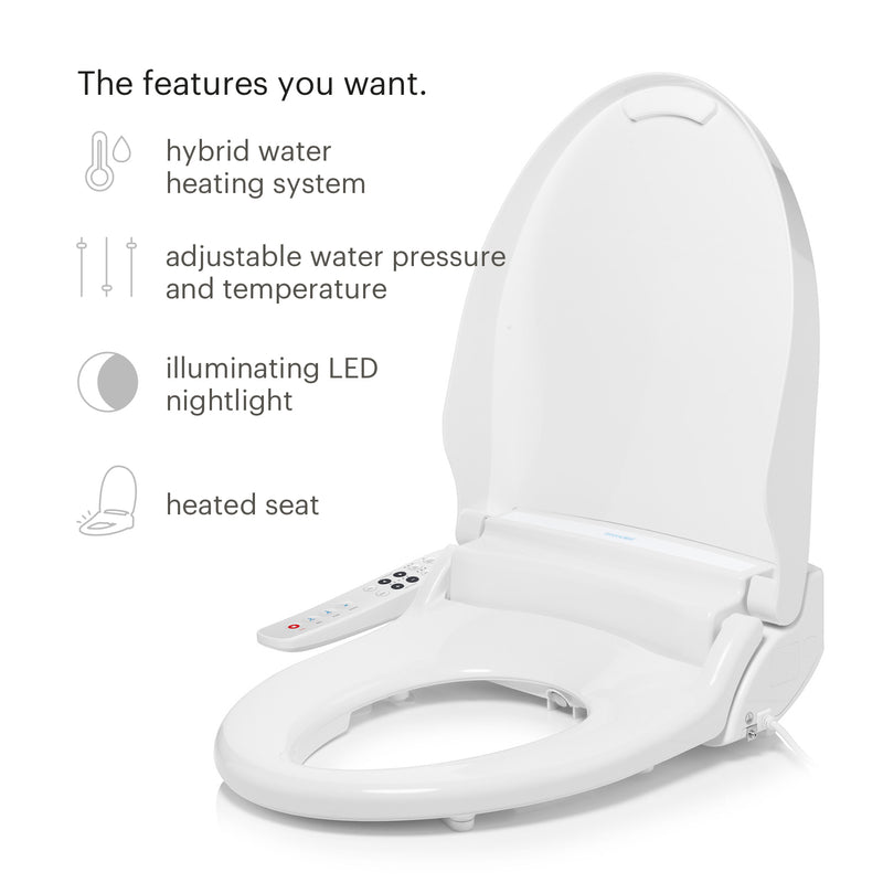 Brondell Swash Select BL67 Sidearm Bidet Seat, Round White BL67-RW