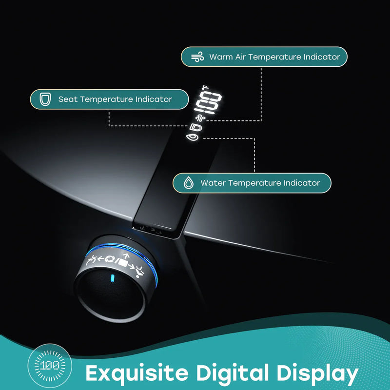 HOROW Black Smart Toilet With Bidet Seat For 12 Inch Rough In Model T36