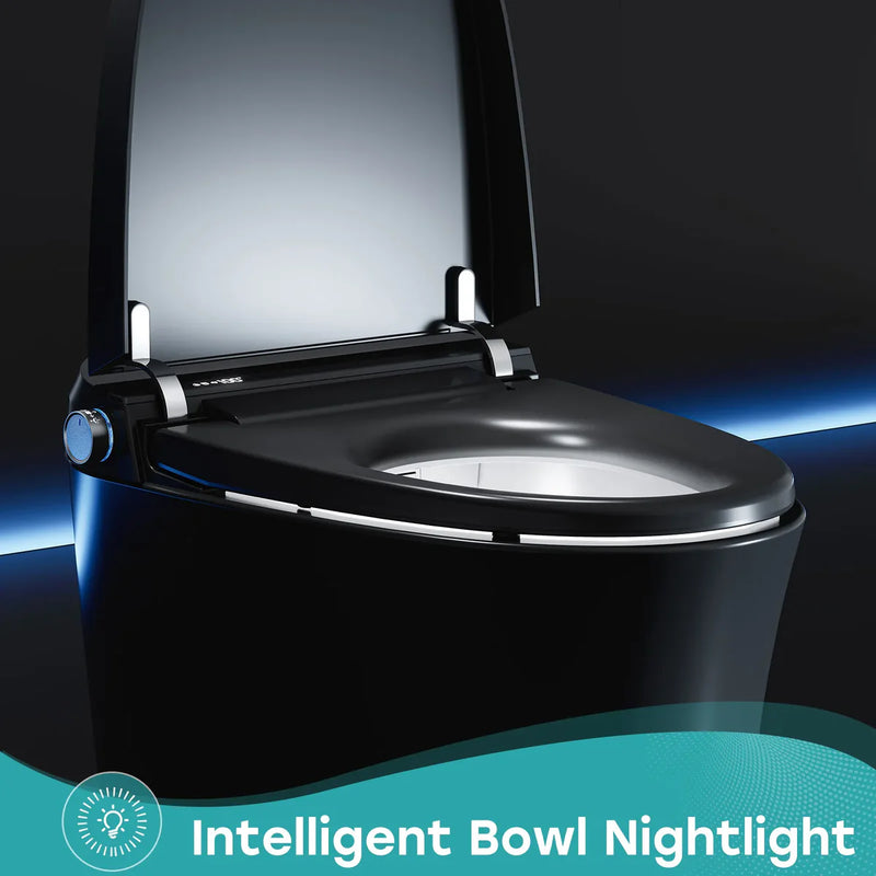 HOROW Black Smart Toilet With Bidet Seat For 12 Inch Rough In Model T36