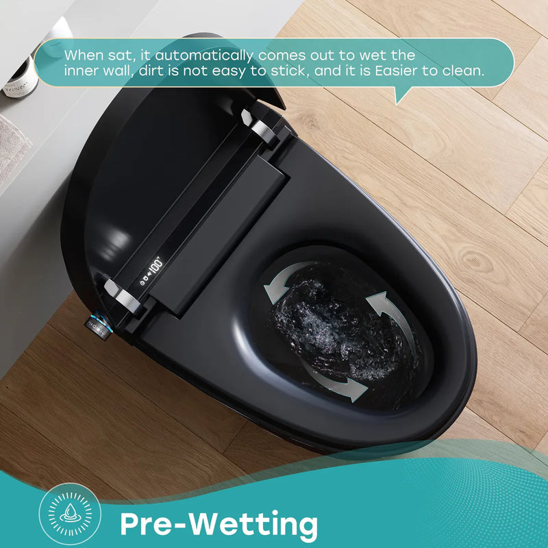 HOROW Black Smart Toilet With Bidet Seat For 12 Inch Rough In Model T36
