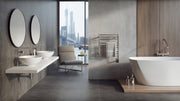 ICO Tuzio heated towel warmer in a spa style bathroom setting