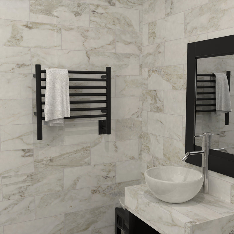 Amba Jeeves Model H Straight Towel Warmer - Matte Black lifestyle