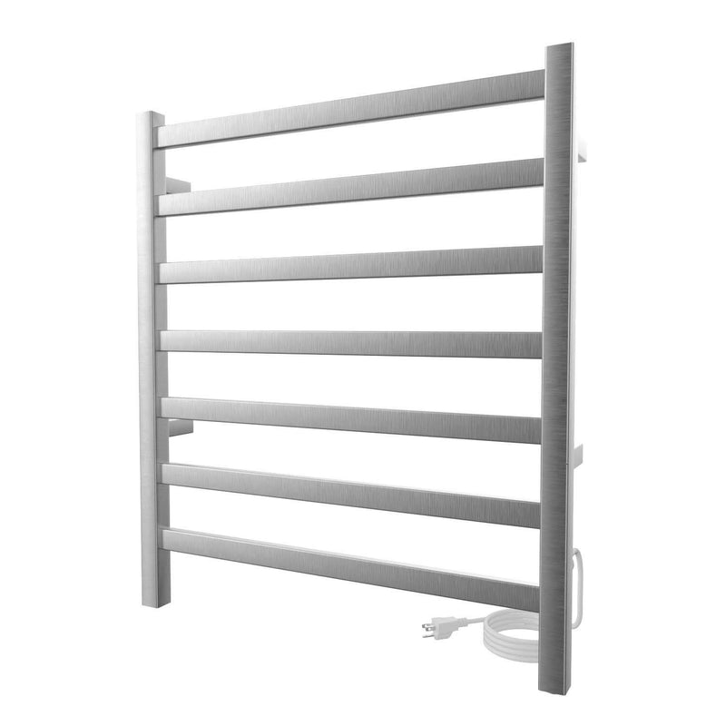 ICO Kontour Square electric plug-in towel warmer, Brushed Nickel