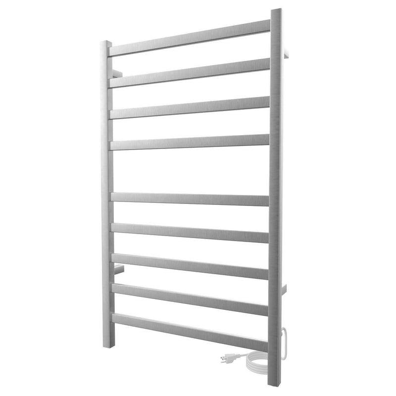 ICO Kontour Square electric plug-in towel warmer, Brushed Nickel