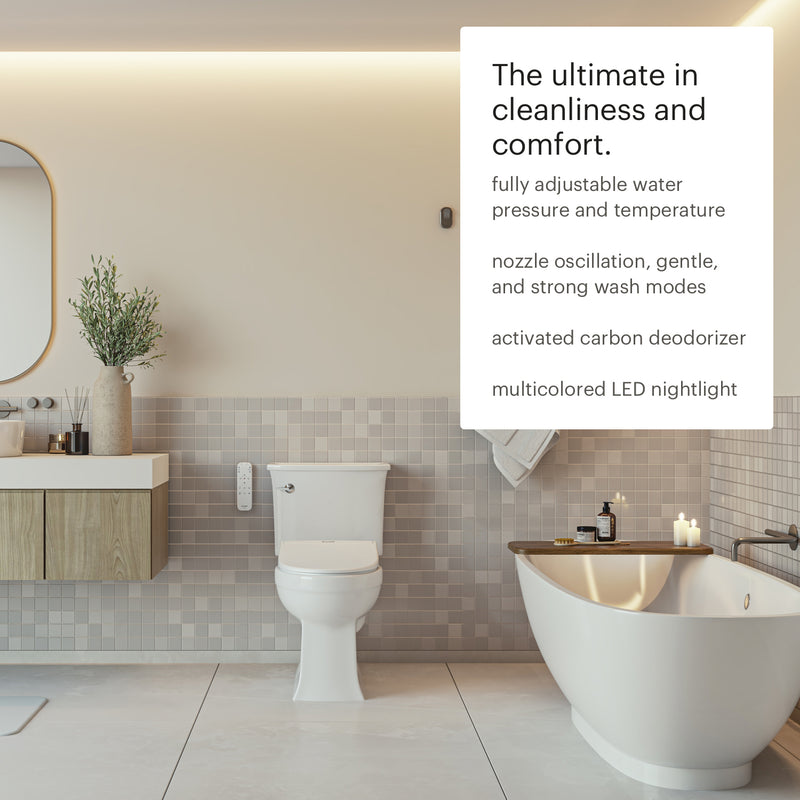 Brondell Swash Eco Thinline T66 Luxury Bidet Toilet Seat with Remote Control, Elongated, White T66-EW