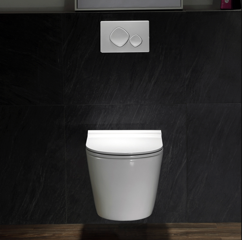 Modern Wall Mounted Toilet – Slim Elongated Ceramic Pan