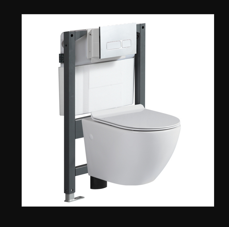 Modern Wall Mounted Toilet – Slim Elongated Ceramic Pan