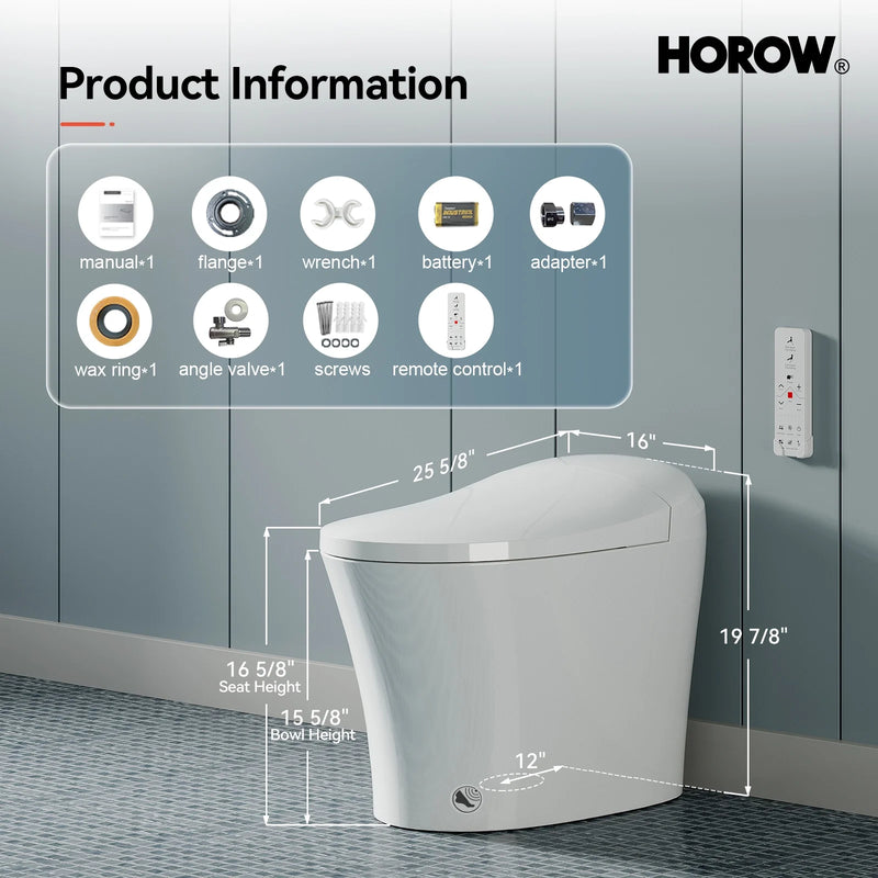 HOROW T16 Smart Toilet With Heated Bidet Dual Flush Toilet Model T16