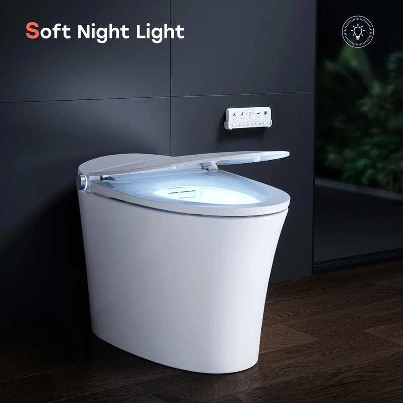 HOROW T33 Bidet 12 inch Rough ADA compliant One Piece Toilet with Ultra-Powerful Flush, Heated Toilet Seat, Warm Dryer, Night Light, Deodorization