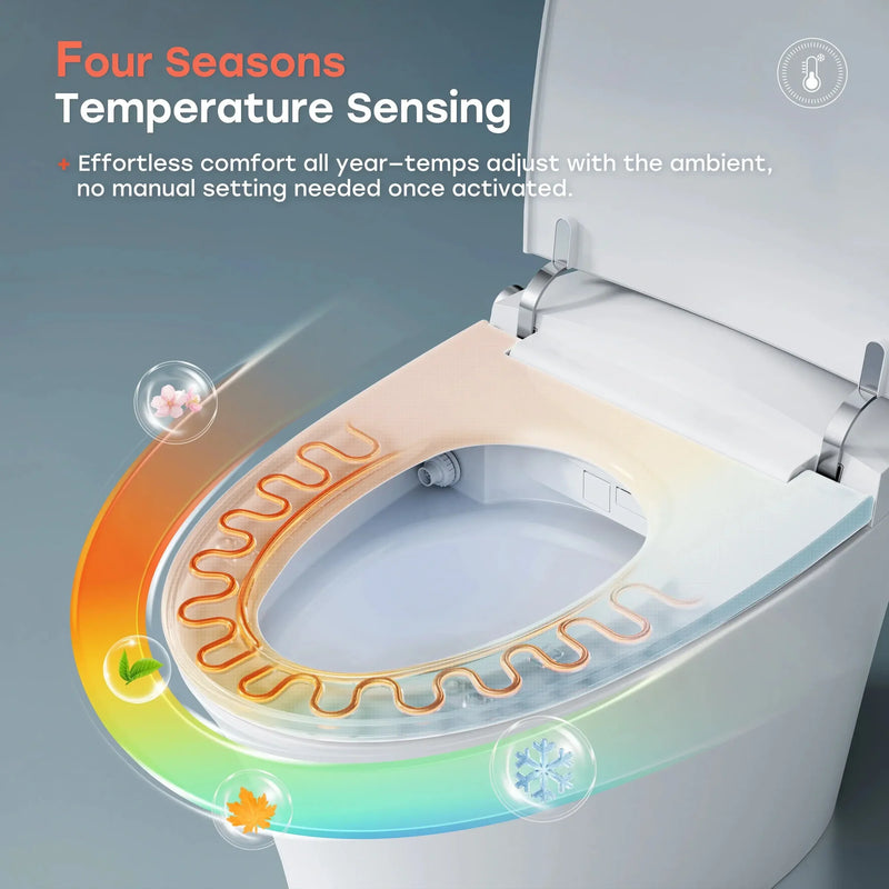 HOROW T33 Bidet 12 inch Rough ADA compliant One Piece Toilet with Ultra-Powerful Flush, Heated Toilet Seat, Warm Dryer, Night Light, Deodorization