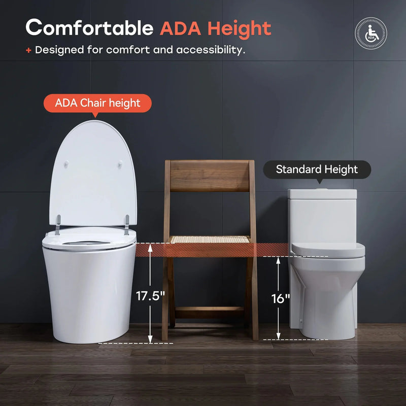 HOROW T33 Bidet 12 inch Rough ADA compliant One Piece Toilet with Ultra-Powerful Flush, Heated Toilet Seat, Warm Dryer, Night Light, Deodorization