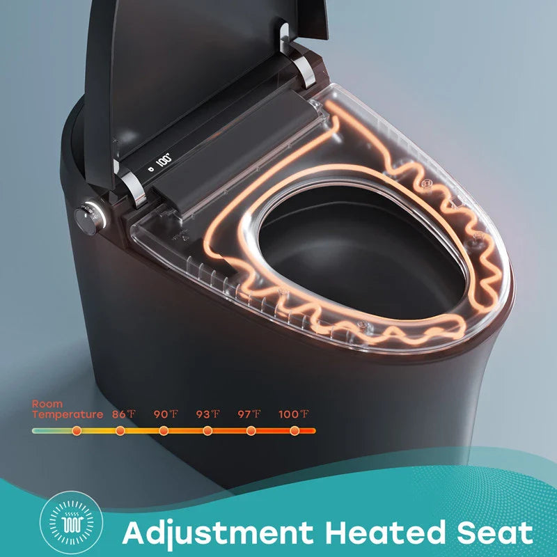 HOROW Black Smart Toilet With Bidet Seat For 12 Inch Rough In Model T36