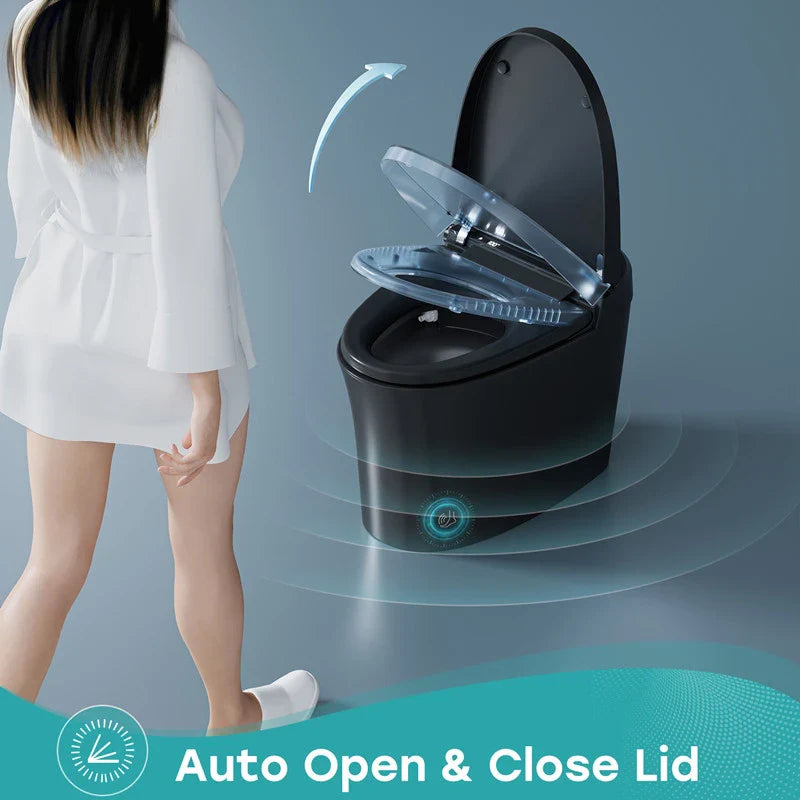 HOROW Black Smart Toilet With Bidet Seat For 12 Inch Rough In Model T36