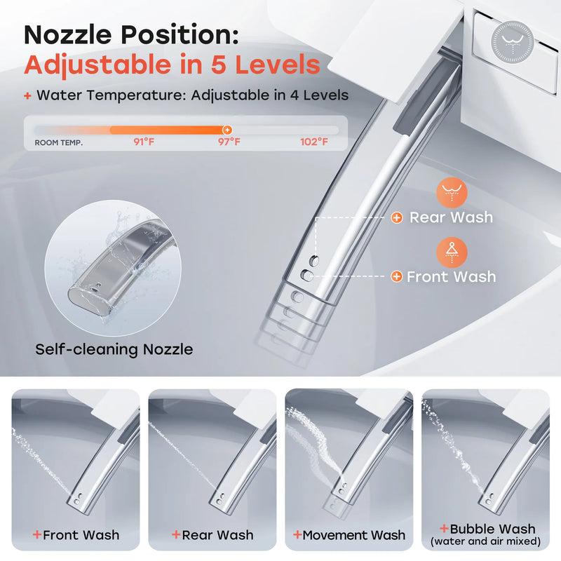 HOROW T37D 10 Inch Rough In Toilet With Bidet And Dryer For Power Outage Model