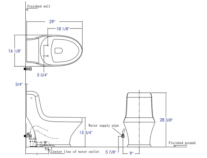 EAGO TB133 Single Flush One Piece Ceramic Toilet