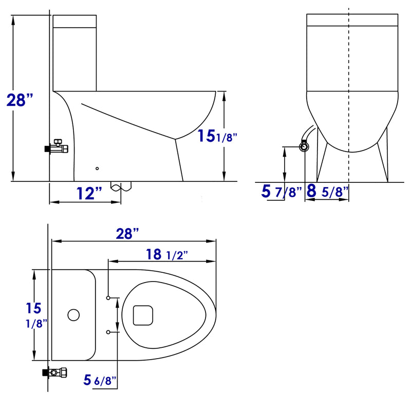 EAGO TB346 Modern Dual Flush One Piece High Efficiency Toilet TB346