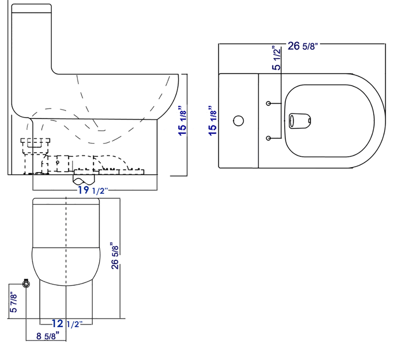 EAGO TB351 Dual Flush One Piece Eco Friendly High Efficiency Toilet TB351