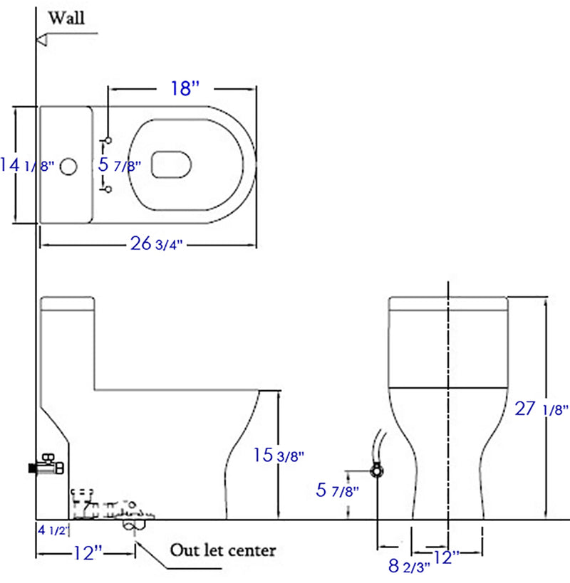 EAGO TB353 Dual Flush One Piece Eco Friendly High Efficiency Toilet TB353