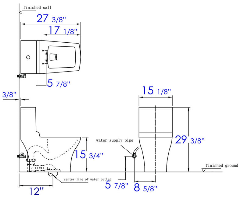 EAGO TB356 Dual Flush One Piece High Efficiency Toilet TB356