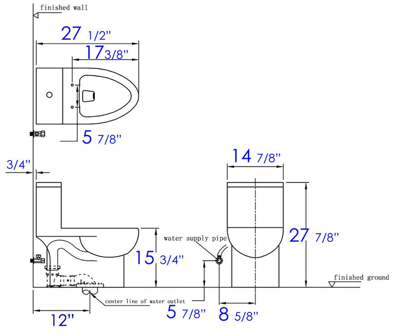 EAGO TB359 Dual Flush One Piece High Efficiency Low Flush Ceramic Toilet TB359