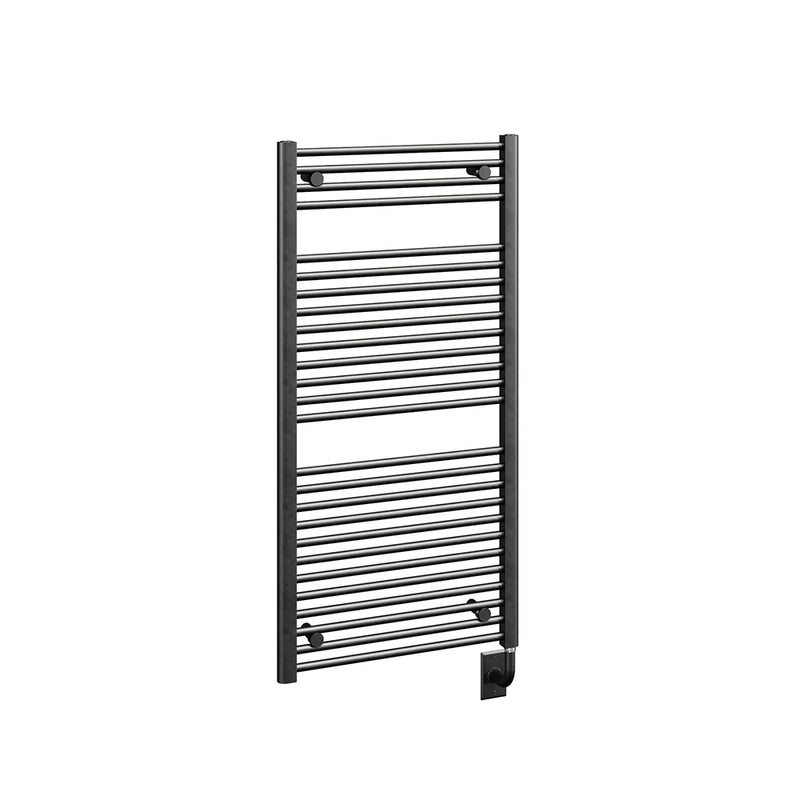 ICO Savoy electric hardwired towel warmer, 23.5 x 47.5 in, Matte Black