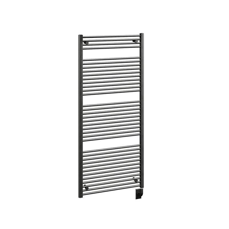 ICO Savoy electric hardwired towel warmer, 23.5 x 66.5 in, Matte Black